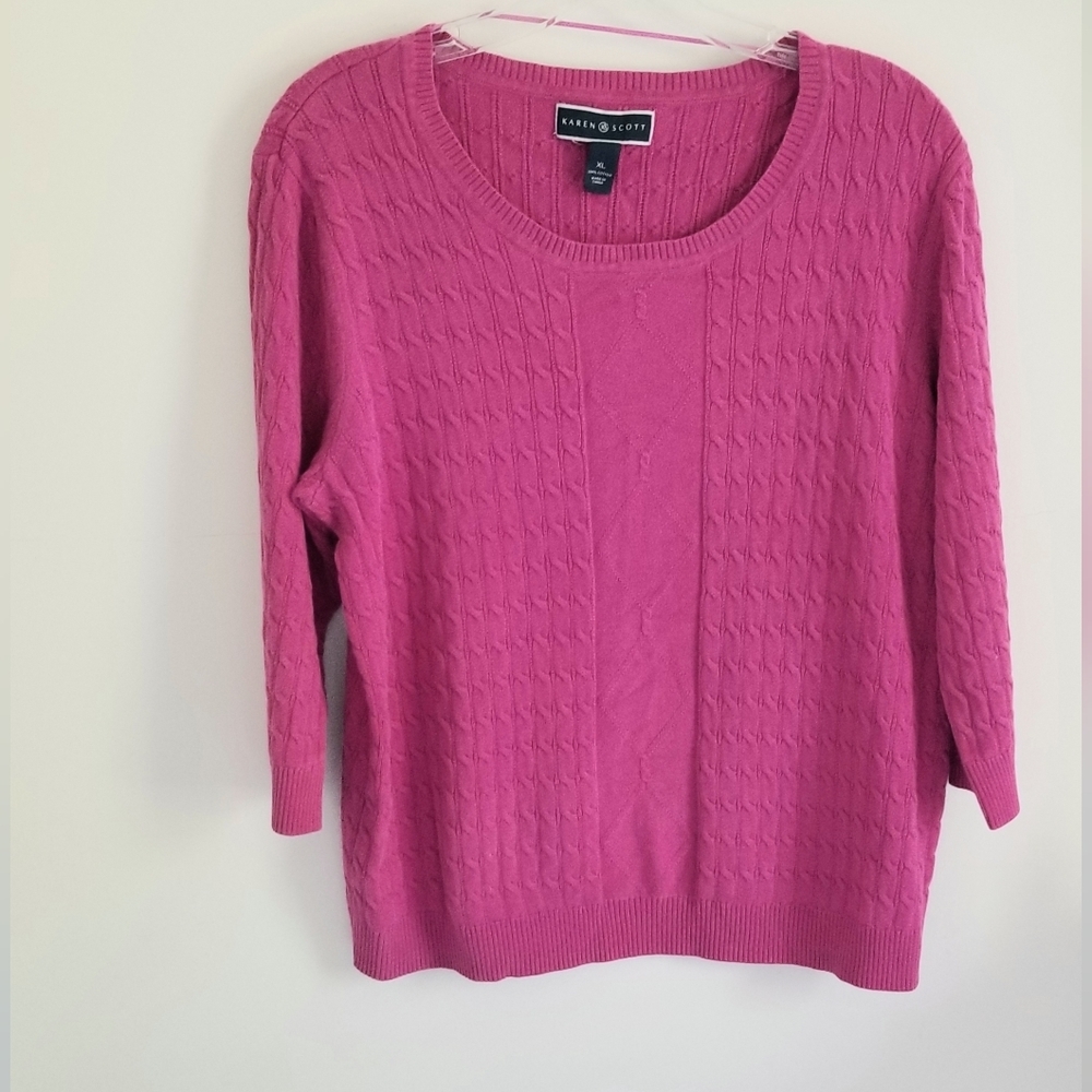 Karen Scott Cable Knit cotton sweater